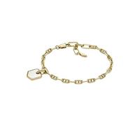 Fossil Bracciale Donna, Bracciale a catena in ottone Heritage, Oro/Bianco (Gold And White)