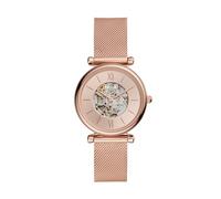 Fossil Women's Carlie Automatic Stainless Steel Mesh Three-Hand Watch, Colore: Rose Gold (Model: ME3175)