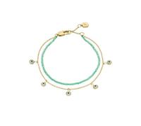 Fossil Bracciale da donna Sutton JA7284710 – ottone dorato, verde petrolio, chiusura a moschettone