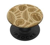 Fossils Ferns and Trilobites Sepia Pattern for Rockhounds PopSockets PopGrip Adesivo