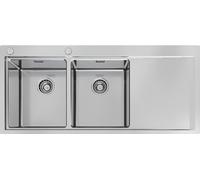 Foster Lavello Filotop a Due Vasche Master 1252 052 con Gocciolatoio a Destra Finitura Spazzolato da 116x52cm