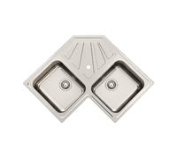 FOSTER Lavello Cucina 2 Vasche Angolare con Gocciolatoio Larghezza 83 cm materiale Acciaio Inox finitura Spazzolato - 3303 060