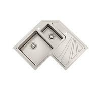 Foster Lavello ad angolo a una vasca con vaschetta e gocciolatoio 3303 060 finitura acciaio inox da 83x83 cm - VOUCHER 18% NEL CARRELLO VALIDO FINO AL 30/04