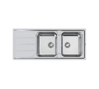Foster Lavello ad Incasso a Bordo Standard a Due Vasche Elettra 5812 061 con Gocciolatoio a Sinistra Finitura Spazzolato da 116x50cm