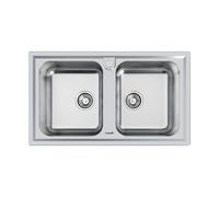 Foster Lavello ad Incasso a Bordo Standard a Due Vasche Elettra 5886 060 Finitura Spazzolato da 86x50cm