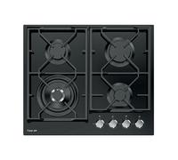 Foster 7041 632 - Piano Cottura a gas da 60 cm - Linea Power Glass - Vetroceramica Nero - Misure 60 x 51 cm - 4 fuochi - Griglie in ghisa - Manopole Frontali