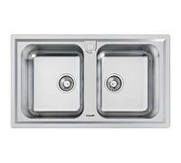 Foster Lavello ad Incasso a Bordo Standard a Due Vasche Elettra 5886 060 Finitura Spazzolato da 86x50cm