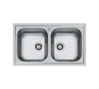Foster Lavello ad Incasso a Bordo Standard a Due Vasche FM 1974 060 Finitura Spazzolato da 86x50cm