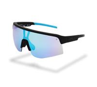 Foster Grant IRONMAN Shield occhiali da sole unisex - montatura nera, lenti turchese specchiate, protezione UV400, resistenti ai graffi e agli urti, montatura sport leggera