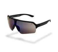 Foster Grant IRONMAN Shield occhiali da sole uomo - montatura shield nera, lenti blu navy specchiate, protezione UV400, resistenti ai graffi e agli urti, montatura sport leggera