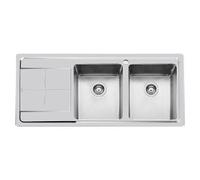 Foster KE 2 vasce sgocciolatoio inox semifilo 2222051 vasche a destra sgocciolatoio a sinistra