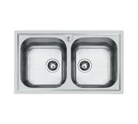 Foster Lavello ad Incasso a Bordo Standard a Due Vasche FM 1974 060 Finitura Spazzolato da 86x50cm