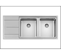 FOSTER Lavello a due vasche a destra + gocciolatorio 1160x500 mm, serie Evo Standard, Base 80/90 cm, Acciaio inox satinato - 3212 051