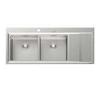 Foster Lavello a due vasche con gocciolatoio a destra 4503 052 finitura acciaio inox da 117.3x51.3 cm