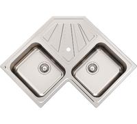 Foster Lavello ad angolo due vasche con gocciolatoio 3303 060 finitura acciaio inox da 83x83 cm