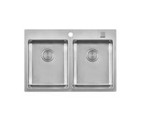 Foster Lavello due vasche 2269 080 finitura acciaio inox da 77x52 cm