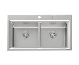 Foster Lavello due vasche 4502 050 finitura acciaio inox da 87.3x51.3 cm