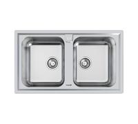Foster Lavello due vasche 5886 060 finitura acciaio inox da 86x50 cm