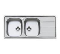 Foster Lavello a due vasche con gocciolatoio a destra 1812 162 finitura acciaio inox da 116x50 cm