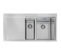 Foster Lavello una vasca con vaschetta e gocciolatoio a sinistra 1251 051 finitura acciaio inox da 100x52 cm
