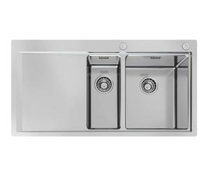 Foster Lavello una vasca con vaschetta e gocciolatoio a sinistra 1251 051 finitura acciaio inox da 100x52 cm