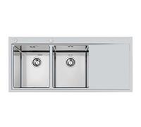 Foster Lavello Filotop a Due Vasche Master 1252 052 con Gocciolatoio a Destra Finitura Spazzolato da 116x52cm