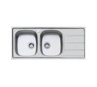FOSTER, S.1000, 1812561, Lavello 2 Vasche con Gocciolatoio Acciaio Inox, Gruppo di Scarico e Sifone Incluso, Inox, Misure cm 116x50 (Foro 114x48)