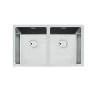 FOSTER Lavello con 2 vasche sopratop/filotop R12 750x440 mm, serie S4001, Base 80 cm, Acciaio inox satinato - 3352 050