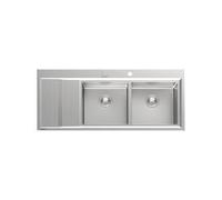 Foster Lavello a due vasche con gocciolatoio a sinistra 4503 051 finitura acciaio inox da 117.3x51.3 cm