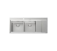 Foster Lavello a due vasche con gocciolatoio a destra 4503 052 finitura acciaio inox da 117.3x51.3 cm