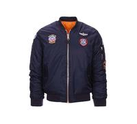 Fostex Garments Bomber Militare da bambino imbottito MA-1 con patch Flight Jacket USAF da 2-14 Anni (Blu, L - 10 Anni)