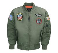 Fostex Garments Bomber Militare Verde MA-1 Imbottito da Bambino con Patch Flight Jacket USAF