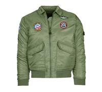Fostex Garments Giacca Bomber Militare B-52 imbottito da bambino ragazzo con toppe da 2 a 14 anni (L 10 Anni, Verde Oliva)
