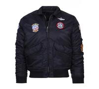 Fostex Garments Giacca Bomber Militare B-52 imbottito da bambino ragazzo con toppe da 2 a 14 anni (L 10 Anni, Nero)