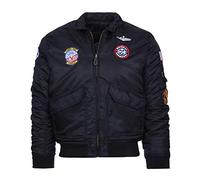 Fostex Garments Giacca Bomber Militare B-52 imbottito da bambino ragazzo con toppe da 2 a 14 anni (XS 4 Anni, Nero)