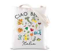 FOTAP Italy Gift Ciao Bella Italia Inspire Tote Bag Italian Food Quote Gift Italy Travel Handbag Italy Souvenir Gifts (Ciao Be-lla UK)
