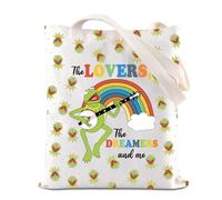 FOTAP Kermit Rainbow Frog Gift The Lovers The Dreamers and Me Tote Bag Singing Frog Lover Gift Kermit The Frog Merchandise (Dreamers and Me UK2)