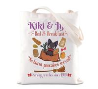 FOTAP Kiki's Anime Lover Gift Kiki&Jiji’s Bed And Breakfast Inspire Tote Bag Black Cat Lover Handbag Animated Movie Themed Gift (Kiki&Jiji’s UK)