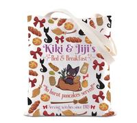FOTAP Kiki's Anime Lover Gift Kiki & Jiji's Bed and Breakfast Inspire Tote Bag Black Cat Lover Borsa a tema film d'animazione regalo, Kiki & jiji nel Regno Unito completo, 14.56INCHES