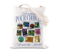 FOTAP Travel World Inspire - Borsa tote con scritta "Drinking Around The World", in vetro Margarita e lime, idea regalo, Scelte T Uk, INCHES