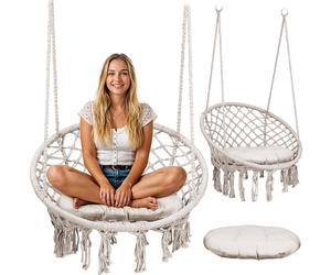 Fotel ogrodowy wiszący huśtawka BOHO beżowy