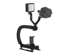 "FOTGA C maniglia Stabilizzatore Handheld Supporto Palmare impugnatura + V-shaped parentesi + 49-LED Luce + BY-MM1 Microfono per Smart Phone "