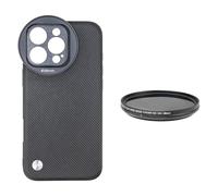 Fotga Custodia antiurto nera per smartphone per iPhone 16 Pro + filtro ND variabile ND2-ND400 da 58 mm