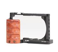 FOTGA Gabbia per fotocamera con impugnatura laterale in legno per fotocamera Sony Alpha ZV-E10, stabilizzatore video, telaio di estensione in lega di alluminio con cold shoe 1/4"-20 3/8"-16 Foro di