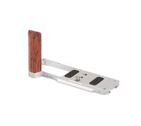 FOTGA Maniglia laterale a L in legno con piastra a sgancio rapido per fotocamera PANAS0NIC Lumix S9 - Maniglia in stile retrò, piastra QR, compatibile con supporto per treppiede Arca-Swiss (argento)