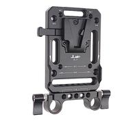 FOTGA Piatta per batteria V-MOUNT con morsetti a bordo doppi da 15mm, filetti da 1/4"e 3/8", piastra di montaggio della batteria a V in metallo per impianto per fotocamera (versione del morsetto asta)