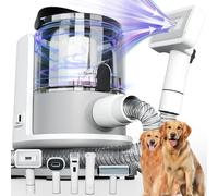 FOTING Aspirapolvere 5 in 1 per la toelettatura del cane, 12000 Pa e spazzola per spargimento, strumenti per la pulizia della toelettatura degli animali domestici, 2 livelli di aspirazione