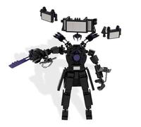 FOTJDRUJ Skibidi Toilet Titan Tv Man, Blocchi Interattivi per Genitori E Figli, Giocattoli di Riduzione Della Pressione, Assemblaggio Semplice, Regalo, Decorazione Desktop