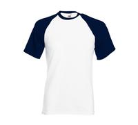 Fotl Baseball Classic Manica Corta T-Shirt Sportiva, Multicolore (Multicoloured (White/Navy), L Uomo