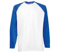 Fotl - Maglia a maniche lunghe da uomo, modello Baseball Bianco/Blu (Royal Blue) 3XL